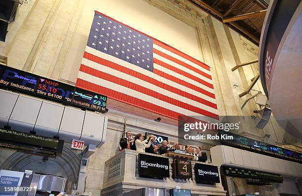 Bloomberg Radio host Tom Keene and reporter Charlie Pellett ring the NYSE Closing Bell in honor of Bloomberg Radio's 20th anniversary at the New York...