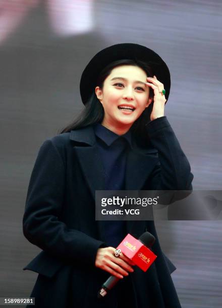 Chinese actress Fan Bingbing attends the 3rd Wuhan Fair on December 28, 2012 in Wuhan, Hubei Province of China.