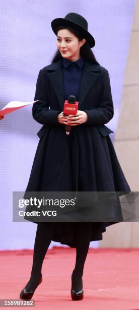 Chinese actress Fan Bingbing attends the 3rd Wuhan Fair on December 28, 2012 in Wuhan, Hubei Province of China.