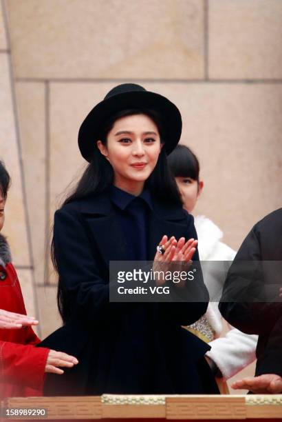 Chinese actress Fan Bingbing attends the 3rd Wuhan Fair on December 28, 2012 in Wuhan, Hubei Province of China.