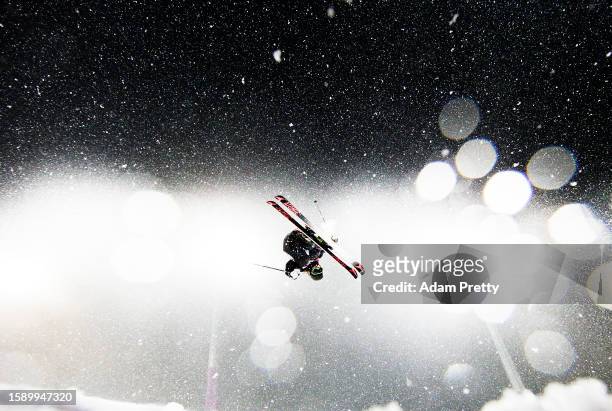 Beau-James Wells of New Zealand competes in the Freestyle Skiing Men's Ski Halfpipe Qualification on day eleven of the 2014 Winter Olympics at Rosa...