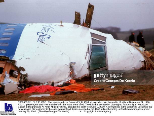 The wreckage from Pan Am Flight 103 that exploded over Lockerbie, Scotland December 21, 1988. All 270 passengers and crew members on the plane were...