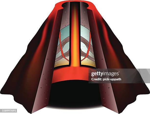 volcano cross section - exploded diagram stock illustrations