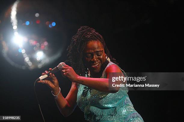 Sharon Jones and The Dap Kings perform on stage on opening day of the Sydney Festival January 5, 2013 in Sydney, Australia. Sydney festival opening,...