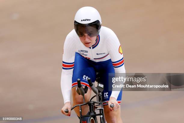 Jessica Roberts of Great Britain competes during the women elite individual pursuit - qualification in the 96th UCI Cycling World Championships...