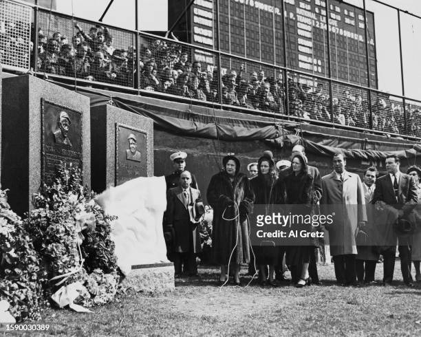 Claire Ruth , widow of Babe Ruth and attended by daughters Dorothy Ruth, Julia Ruth, New York Governor Thomas E Dewey and New York Mayor William...