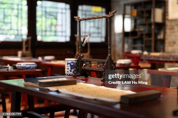 traditional chinese style wooden table - antique dealer stock pictures, royalty-free photos & images