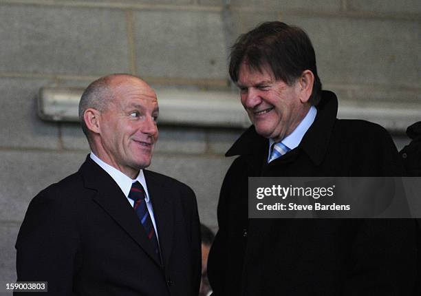 Steve Coppell , Director of Football at Crawley Town talks to Reading Chairman John Madejski prior to the FA Cup with Budweiser Third Round match...