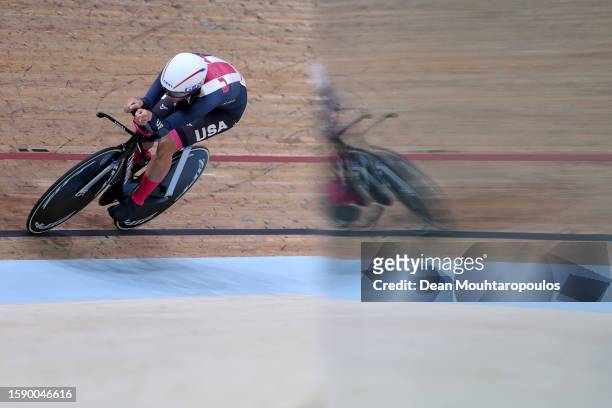 Chloe Dygert of The United States competes during the women elite individual pursuit - qualification in the 96th UCI Cycling World Championships...