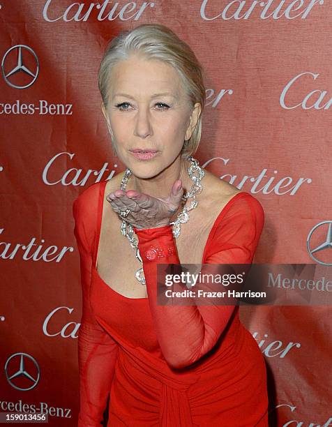 Actress Helen Mirren arrives at the 24th annual Palm Springs International Film Festival Awards Gala at the Palm Springs Convention Center on January...