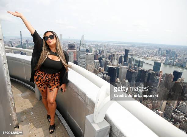 Nicole "Snooki" Polizzi visits The Empire State Building on August 03, 2023 in New York City.