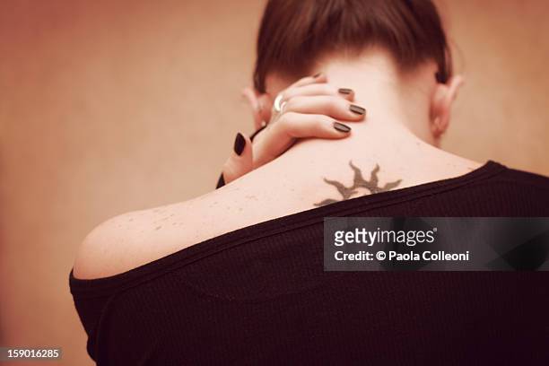 tattoo girl - black nail polish stock pictures, royalty-free photos & images