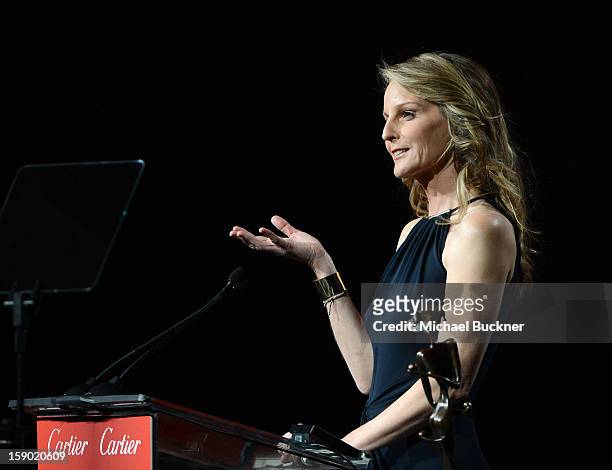 Actress Helen Hunt accepts the Spotlight Award onstage during the 24th annual Palm Springs International Film Festival Awards Gala at the Palm...