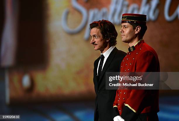 Presenter John Hawkes speaks onstage during the 24th annual Palm Springs International Film Festival Awards Gala at the Palm Springs Convention...