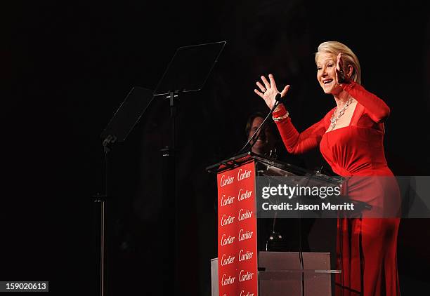 Dame Helen Mirren accepts the International Star Award onstage during the 24th annual Palm Springs International Film Festival Awards Gala at the...