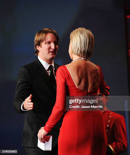 Dame Helen Mirren accepts the International Star Award Director Tom Hooper onstage during the 24th annual Palm Springs International Film Festival...