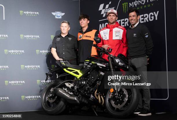 Steve Sargent , Alonso Lopez of Spain and SpeedUp Racing Jake Dixon of Great Britain and GasGas Aspar Team and Carlos Ezpeleta of Spain pose during...