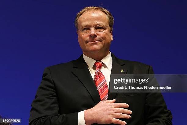 German Development Minister Dirk Niebel attends the annual Epiphany conference at the state opera house on January 6, 2013 in Stuttgart, Germany. The...