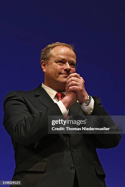 German Development Minister Dirk Niebel attends the annual Epiphany conference at the state opera house on January 6, 2013 in Stuttgart, Germany. The...