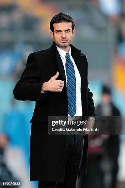 Internazionale Milano head coach Andrea Stramaccioni gestures during the Serie A match between Udinese Calcio and FC Internazionale Milan at Stadio...