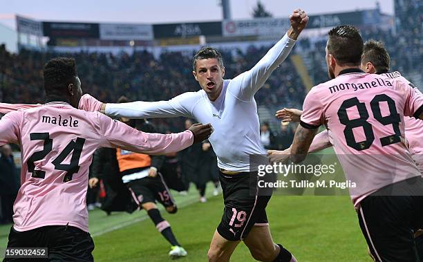 Igor Budan of Palermo celebrates after scoring the equalizing goal during the Serie A match between Parma FC and US Citta di Palermo at Stadio Ennio...