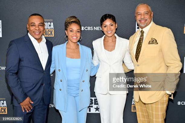 Alvin Patrick, Danya Bacchus, Jericka Duncan and Ed Gordon attend BET and CBS news presents: Content For Change: America In Black, Director's Cut at...