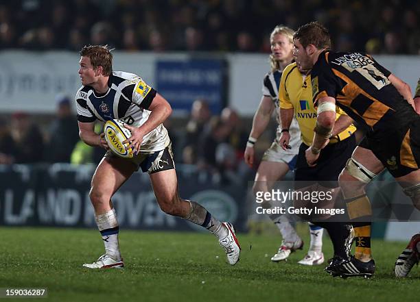 Michael Claassens of Bath in action during the Aviva Premiership match between London Wasps and Bath at Adams Park on January 06, 2013 in High...