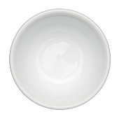 Empty, white bowl up against white background