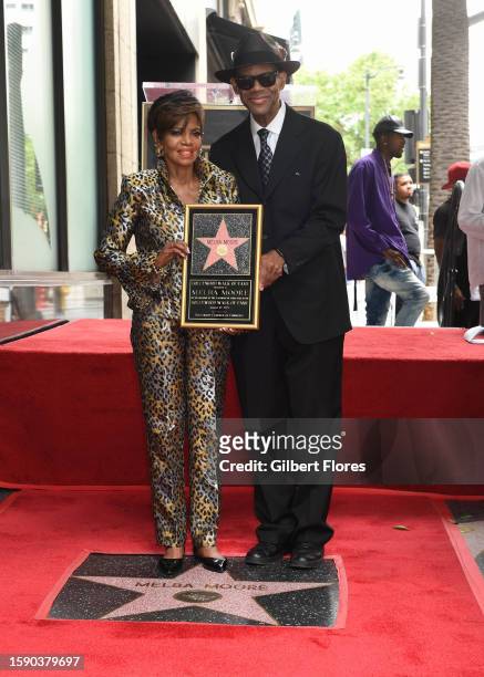 Melba Moore and Jimmy Jam at the star ceremony where Melba Moore is honored with a star on the Hollywood Walk of Fame on August 10, 2023 in Los...