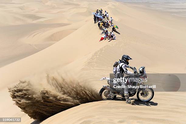 Olivier Mutelet of team Al Desert competes during the stage from Pisco to Pisco on day two of the 2013 Dakar Rally on January 6, 2013 in Pisco, Peru.