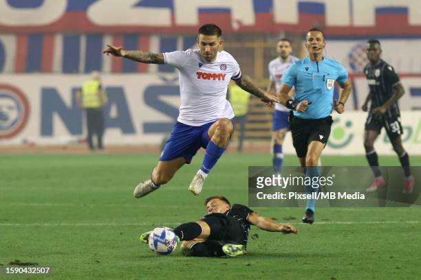 Marko Livaja of Hajduk Split during the UEFAConference League Third Qualifying Round, 1st leg match between Hajduk Split and PAOK at Poljud Stadium...