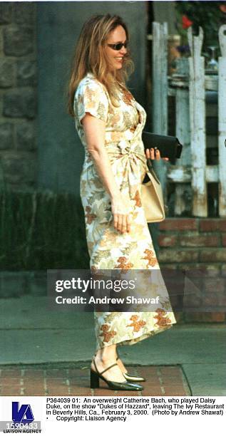 An overweight Catherine Bach, who played Daisy Duke, on the show "Dukes of Hazzard", leaving The Ivy Restaurant in Beverly Hills, Ca., February 3,...