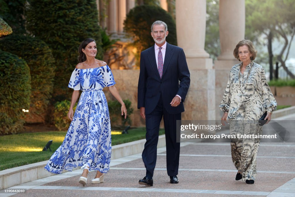 The King And Queen Of Spain Offer A Reception At The Marivent Palace To The Authorities Of The Balearic Islands And A Representation Of The Balearic Society.