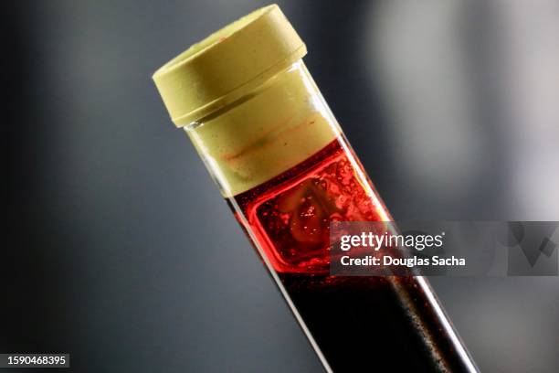 blood sample in a clinic test tube - blood group stock-fotos und bilder
