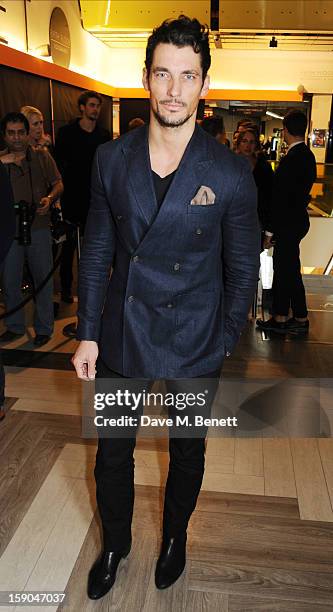 David Gandy attends the launch of 1205 Paula Gerbase hosted by Harvey Nichols on January 6, 2013 in London Engand.
