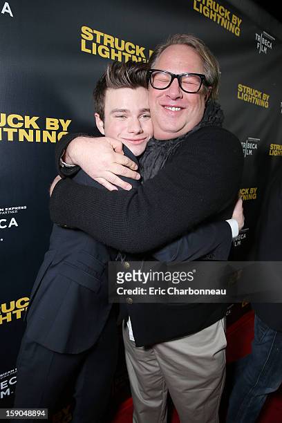 Writer/Producer Chris Colfer and Director Brian Dannelly at Tribeca Film Presents The Premiere Of "Struck By Lightning" held at Mann Chinese 6 on...