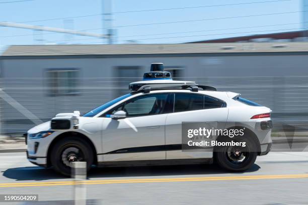 Waymo autonomous taxi in San Francisco, California, US, on Thursday Aug. 10, 2023. California regulators are poised to decide whether two rival...