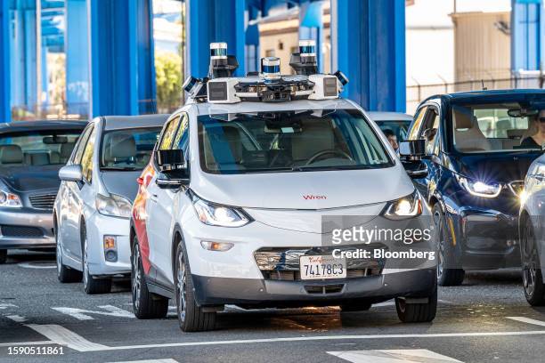 Cruise autonomous taxi in San Francisco, California, US, on Thursday Aug. 10, 2023. California regulators are poised to decide whether two rival...