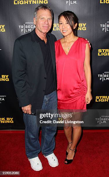 Producer David Permut and Serenity Media Group president/CEO Christie Hsiao attend a screening of Tribeca Film's "Struck By Lightning" at Mann...