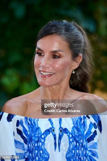 Queen Letizia of Spain hosts a dinner for authorities at the Marivent Palace on August 03, 2023 in Palma de Mallorca, Spain.