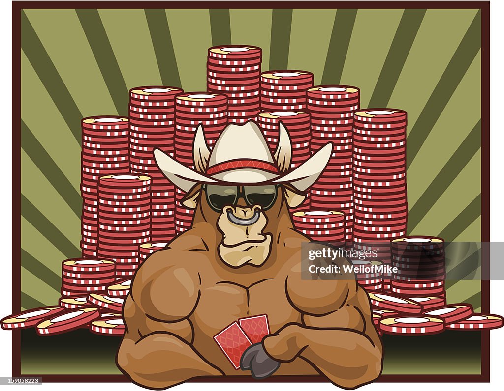 Bull spielt Poker
