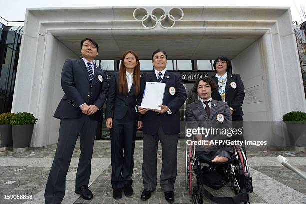 Members of the delegation of Tokyo bid Yasuhiro Nakamori, director of Japanese Olympic Committie, ,four-time Olympian and 2011 FIFA Ballon d'Or...
