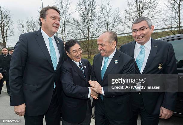 Tokyo 2020 CEO Masato Mizuno with the Bid Committie Leader of Istanbul 2020, Hasan Arat ,the Major of Istanbul Kadir Topbas and the IOC Mmember and...