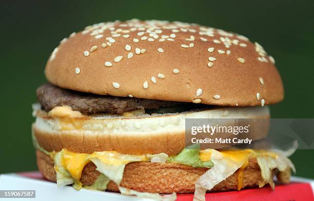 Burger from a fast food outlet is seen on January 7, 2013 in Bristol, England. A government-backed TV advert - made by Aardman, the creators of...