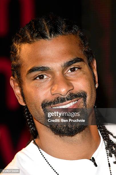 David Haye meets fans and signs copies of his new DVD at HMV, Oxford Street on January 7, 2013 in London, England.