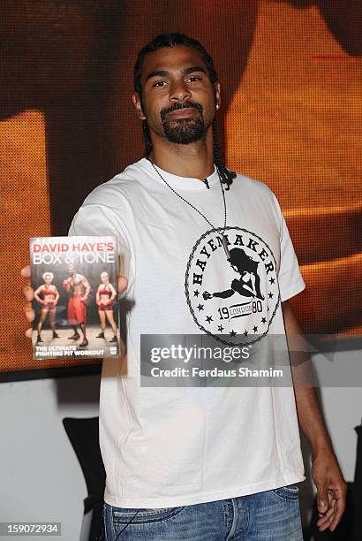 David Haye meets fans and signs copies of his new DVD at HMV, Oxford Street on January 7, 2013 in London, England.