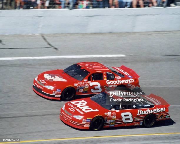 February 20, 2000: Dale Earnhardt and Dale Earnhardt, Jr. Race each other during the Daytona 500 NASCAR Cup race at Daytona International Speedway....