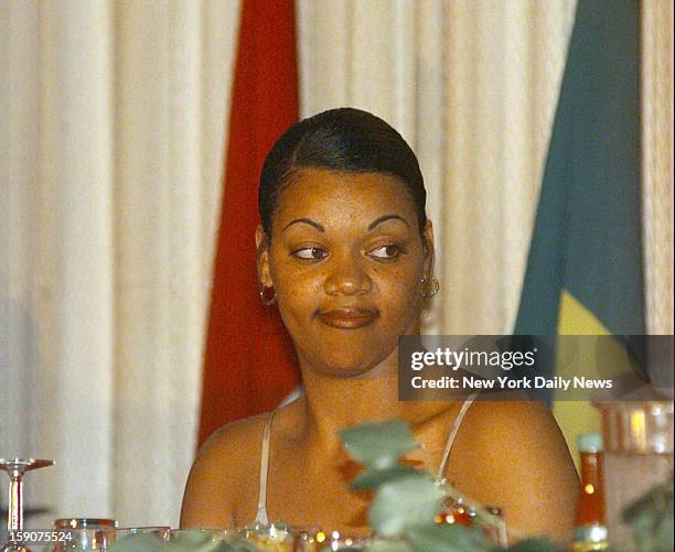 Tawana Brawley at dinner party for her at the Masonic Temple in Brooklyn.