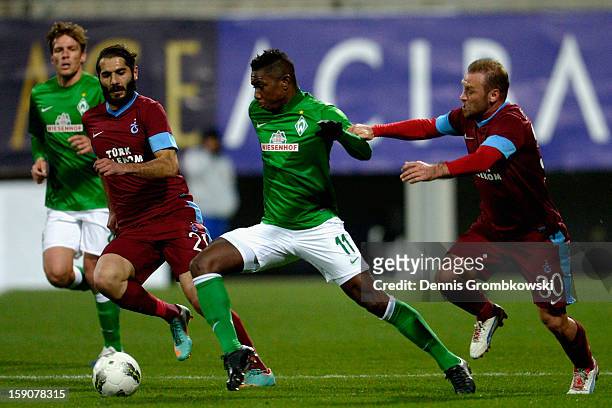 Serkan Balci of Trabzonspor and Eljero Elia of Bremen battle for the ball during a friendly match between Werder Bremen and Trabzonspor at day three...
