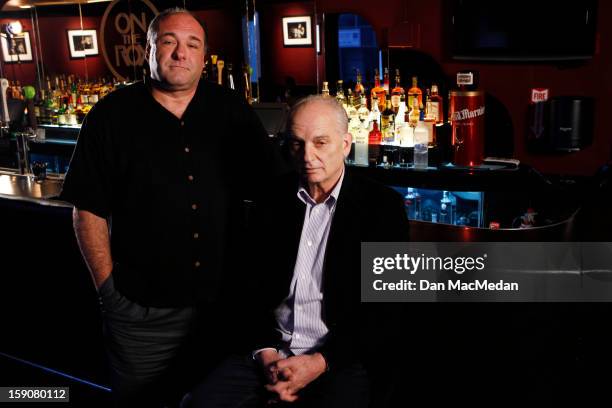 Director David Chase and actor James Gandolfini are photographed for USA Today on November 30, 2012 in West Hollywood, California.